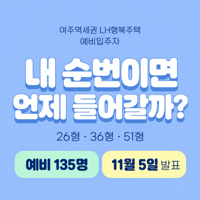 여주역세권 행복주택 청년 고령자 26형 36형 51형 보증금 월세, 발표 후 할 일