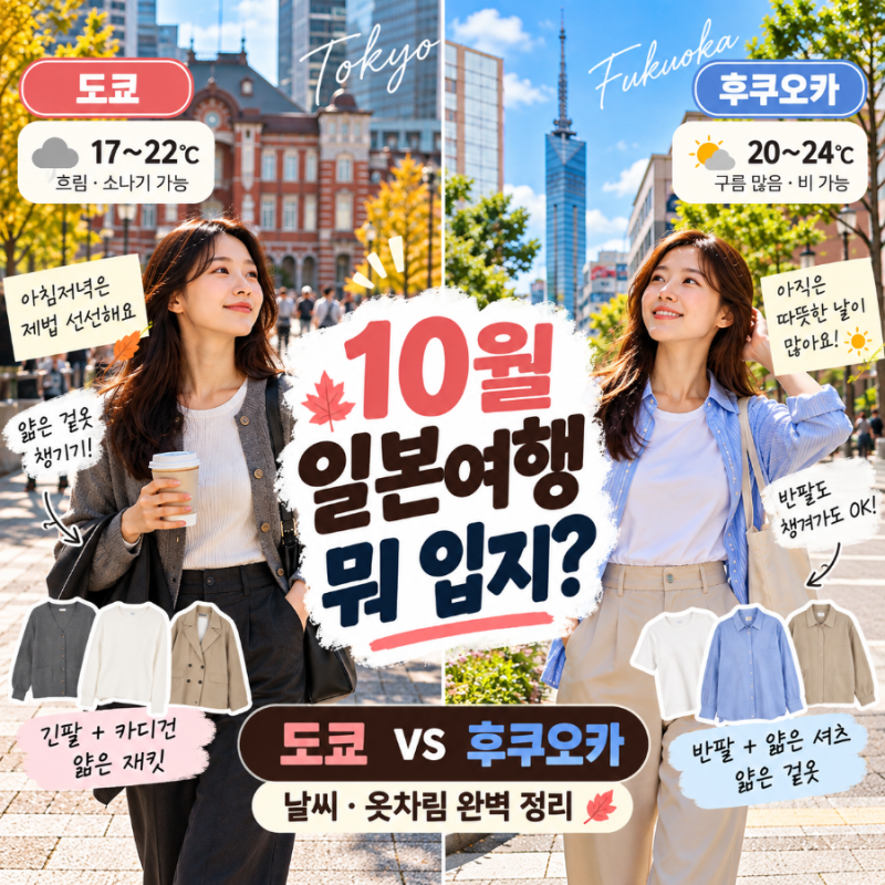 10월 일본여행 뭐 입지? 도쿄·후쿠오카 날씨와 옷차림, 일본은 지금 衣替え 중