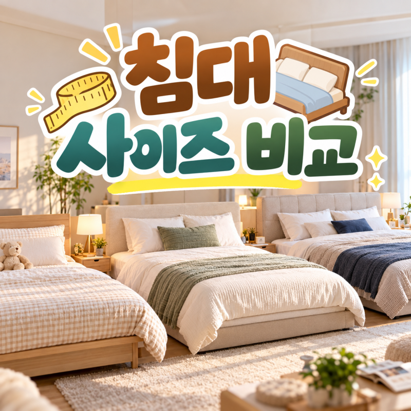 침대사이즈 비교, 싱글·슈퍼싱글·퀸·킹·더블 침대 크기 사이즈표 첨부