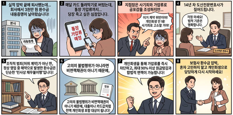 [보험설계사 환수금] 3천만 원 빚 독촉, 개인회생으로 90% 탕감받는 2026 실무
