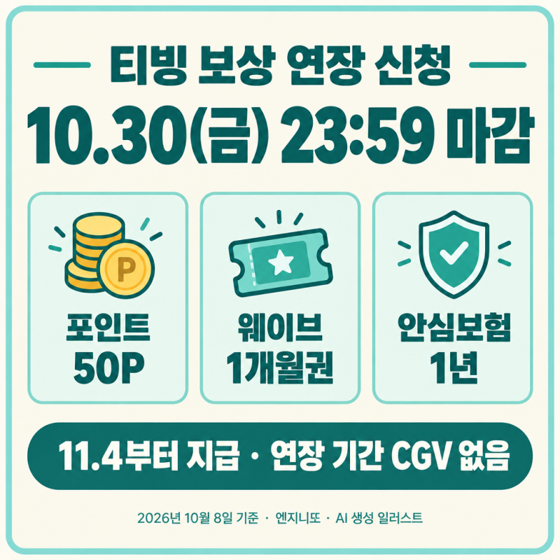 티빙 보상 신청 10월 30일까지 연장 — 포인트 50P·웨이브 1개월권, 받는 법과 사용 기한