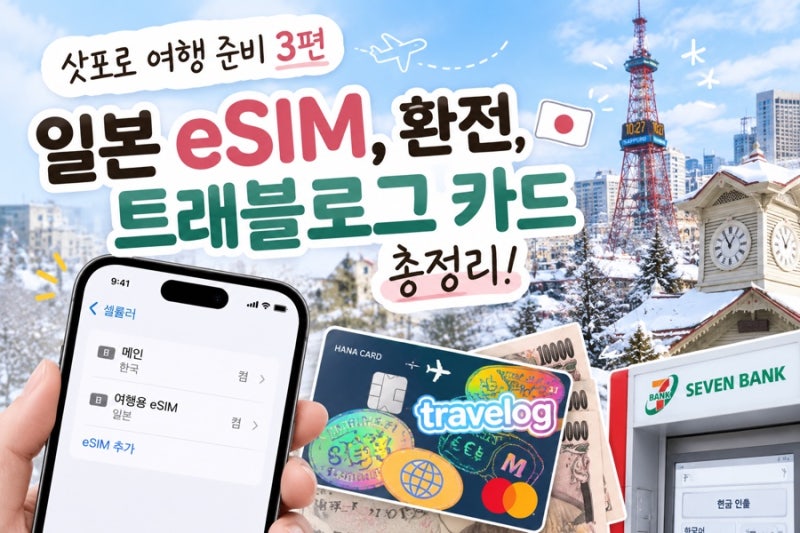 삿포로 여행 준비 3편｜일본 eSIM·트래블로그 환전 및 ATM 출금 후기
