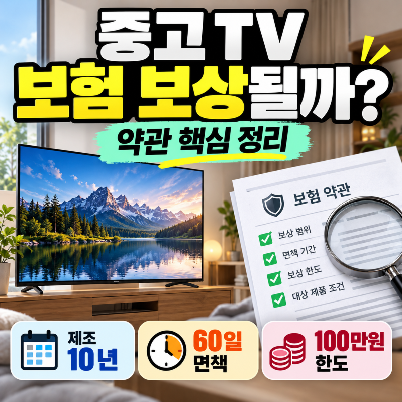 중고 TV도 가전제품 수리비 보험으로 보상받을 수 있을까? 한화손해보험 약관 직접 확인해 봤....