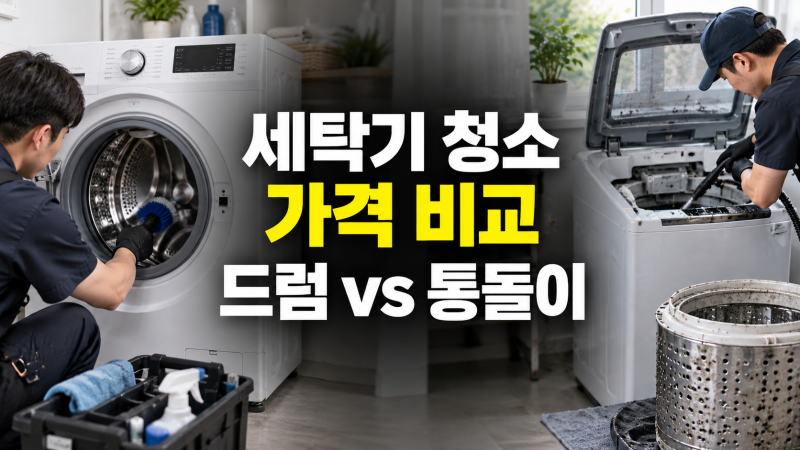 세탁기 청소 업체 가격 비교: 드럼 vs 통돌이, 청소 범위, 가격, 추가 비용