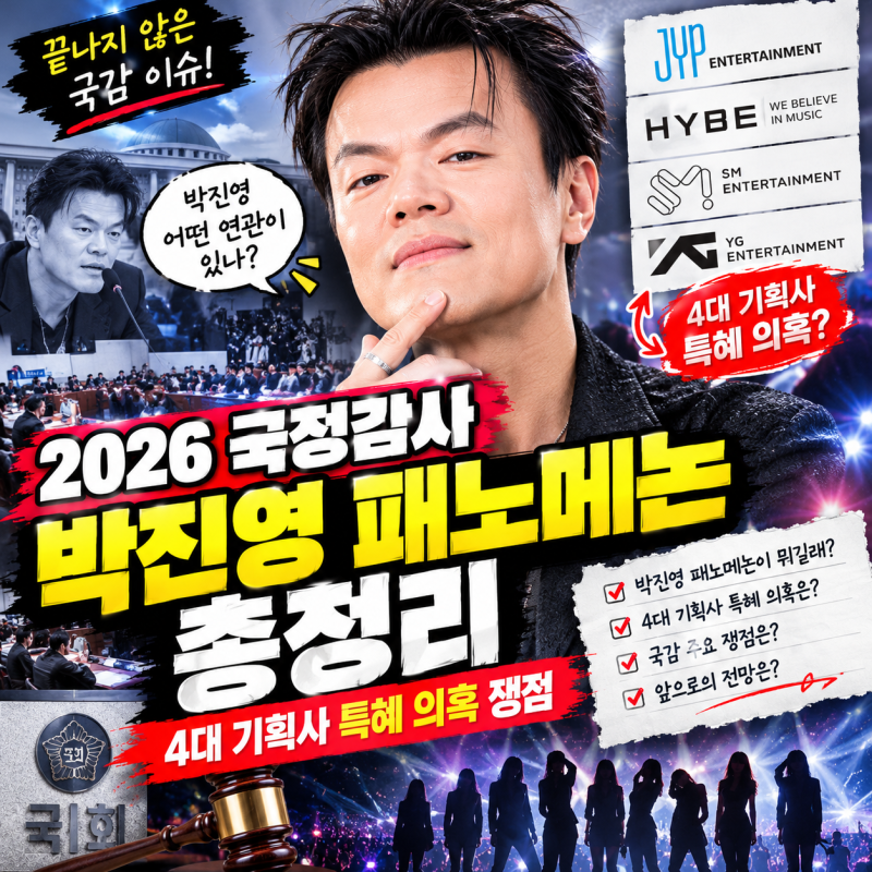 2026 국정감사 박진영 패노메논 총정리, 4대 기획사 특혜 의혹 쟁점