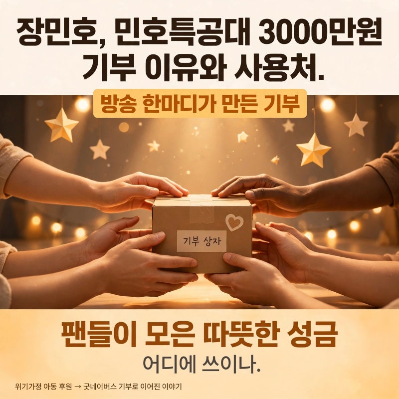장민호, 민호특공대 3000만원 기부 이유와 사용처