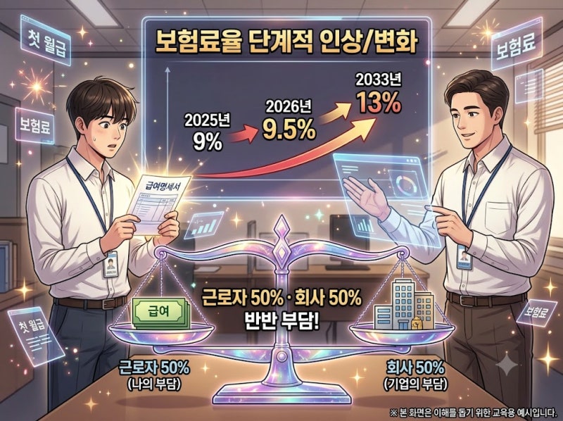 월급 국민연금 공제액, 회사가 절반 내는 이유