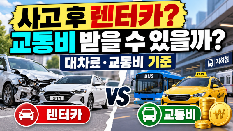 자동차 사고 후 렌터카 대신 교통비, 얼마나 받을까?｜대차료 35%·보상기간 쉽게 정리