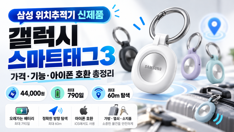 갤럭시 스마트태그3 가격 44,000원! 아이폰 호환·배터리 790일·위치 찾기 기능 총정리