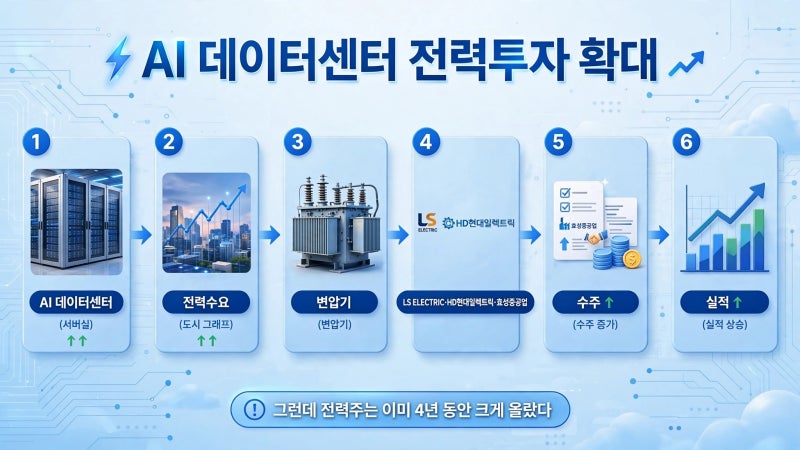 AI 데이터센터 전력투자 확대｜LS ELECTRIC·HD현대일렉트릭·효성중공업 주가는 왜 바로 반영되....