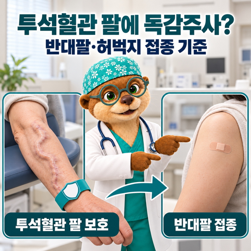 투석혈관 있는 팔에 독감주사 맞아도 되나요?｜반대팔·허벅지 접종과 맞은 뒤 확인할 것