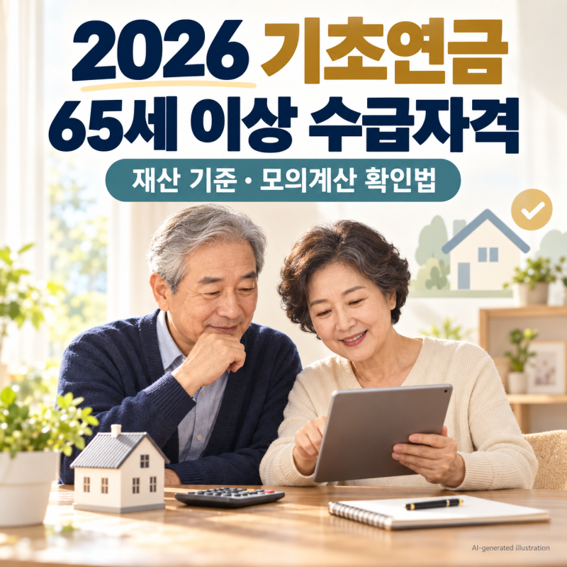 2026년 기초연금 수급자격·모의계산｜65세 이상이라면 확인할 재산 기준