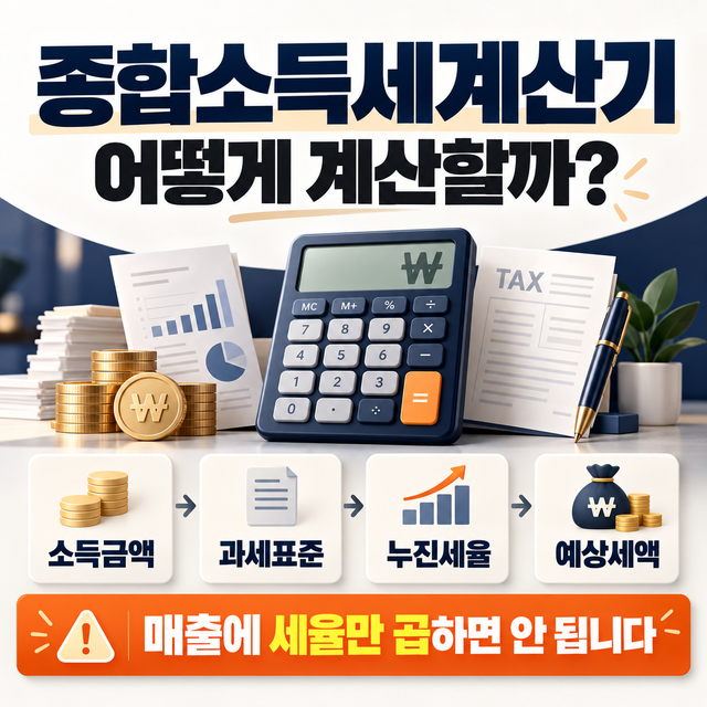 종합소득세계산기 사용법, 과세표준·세율로 예상세액 계산하기