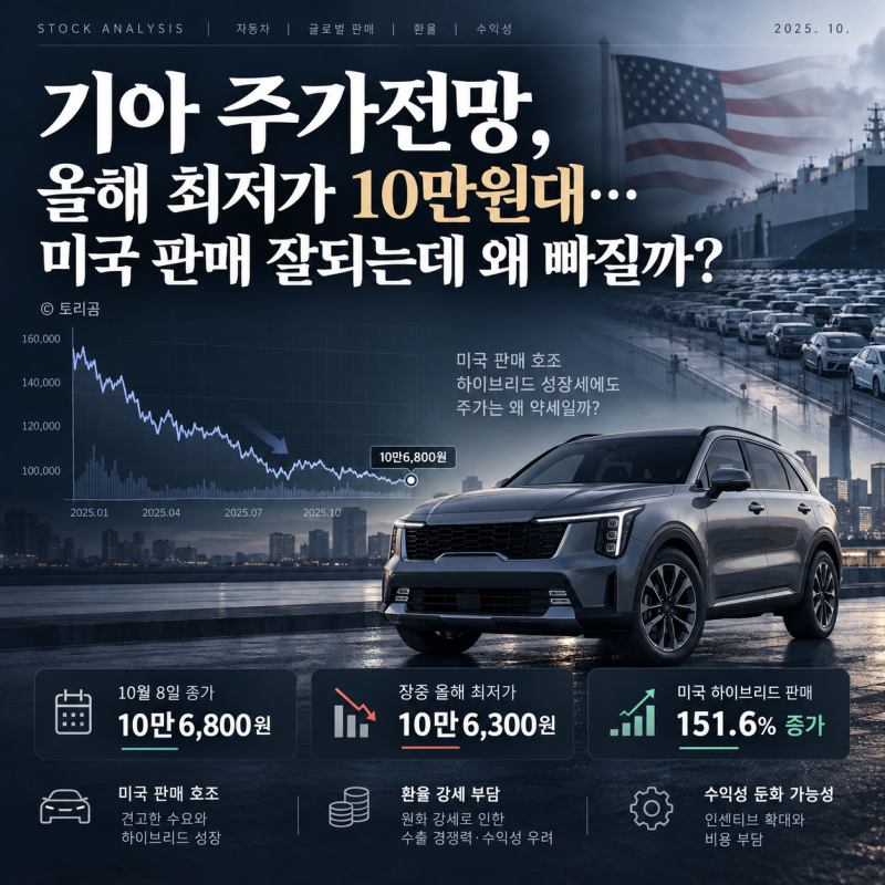 기아 주가전망, 올해 최저가 10만원대… 미국 판매 잘되는데 왜 빠질까?