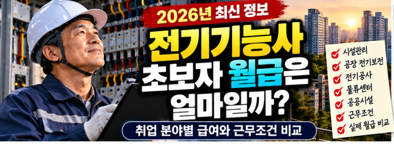 전기기능사 초보자 월급은 얼마일까?｜2026년 취업 분야별 급여와 근무조건 비교
