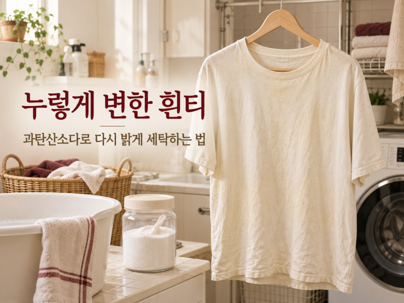 흰티 누렇게 변했을 때｜과탄산소다로 다시 밝게 세탁하는 법
