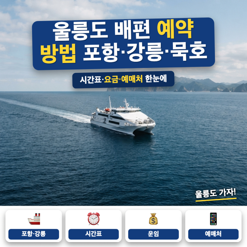 울릉도 배편 예약 방법 총정리 (+ 포항 강릉 묵호 시간표, 요금 소요시간)