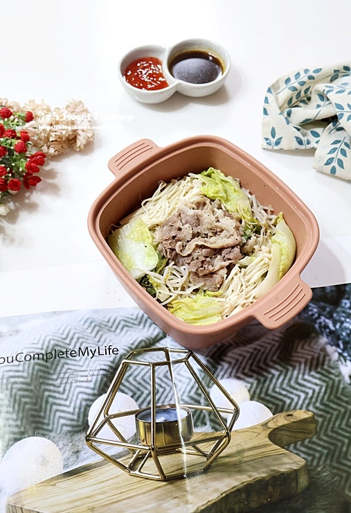 소고기 야채찜 소스 레시피 우삼겹 숙주찜 배추찜 전자레인지