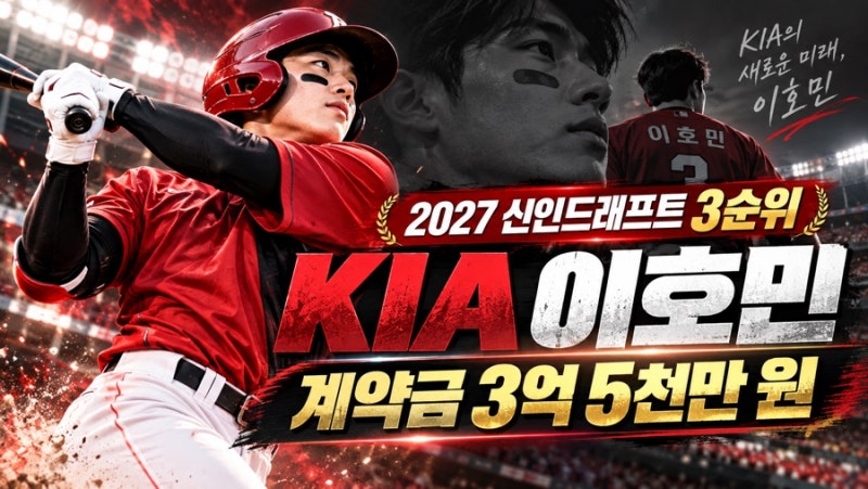 KIA 이호민 계약금 3억 5천만 원｜2027 신인드래프트 전체 3순위, KIA가 선택한 야수 최대어
