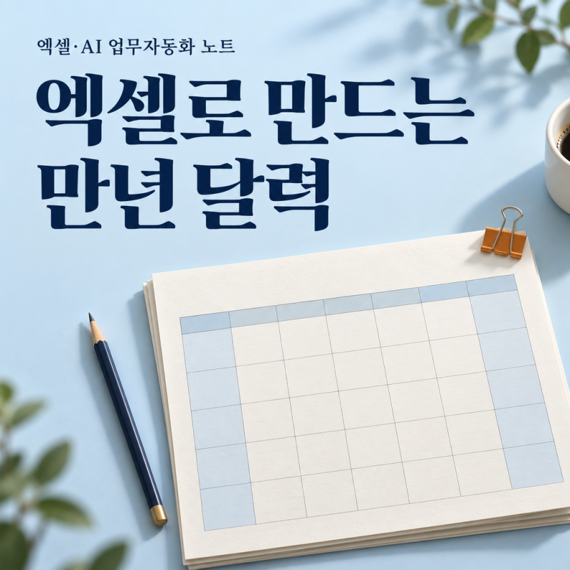 엑셀 만년달력 만들기, WEEKDAY 함수로 자동 완성