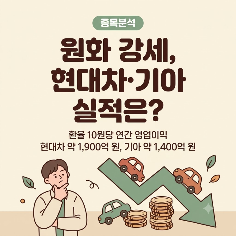 현대차·기아 주가 하락, 원화 강세가 실적에 주는 영향은? 환율 10원당 직접 계산