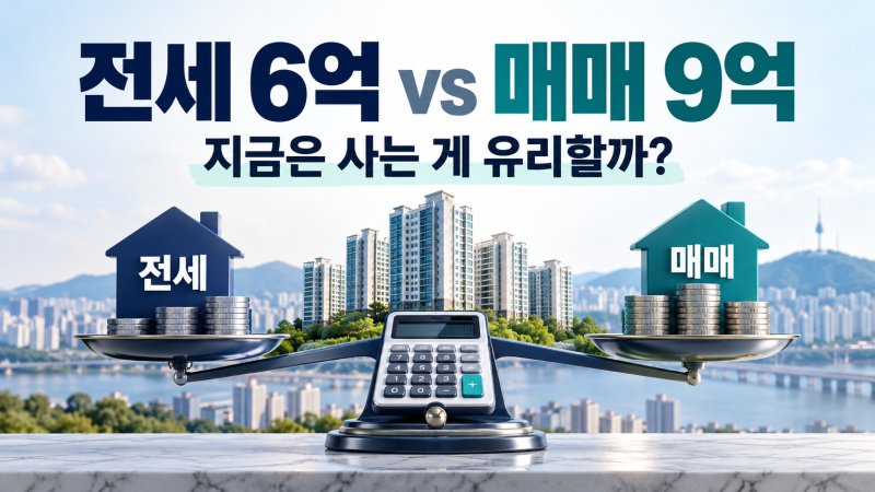 전세 6억 vs 매매 9억, 지금은 사는 게 유리할까?｜대출이자·전세가율 비교