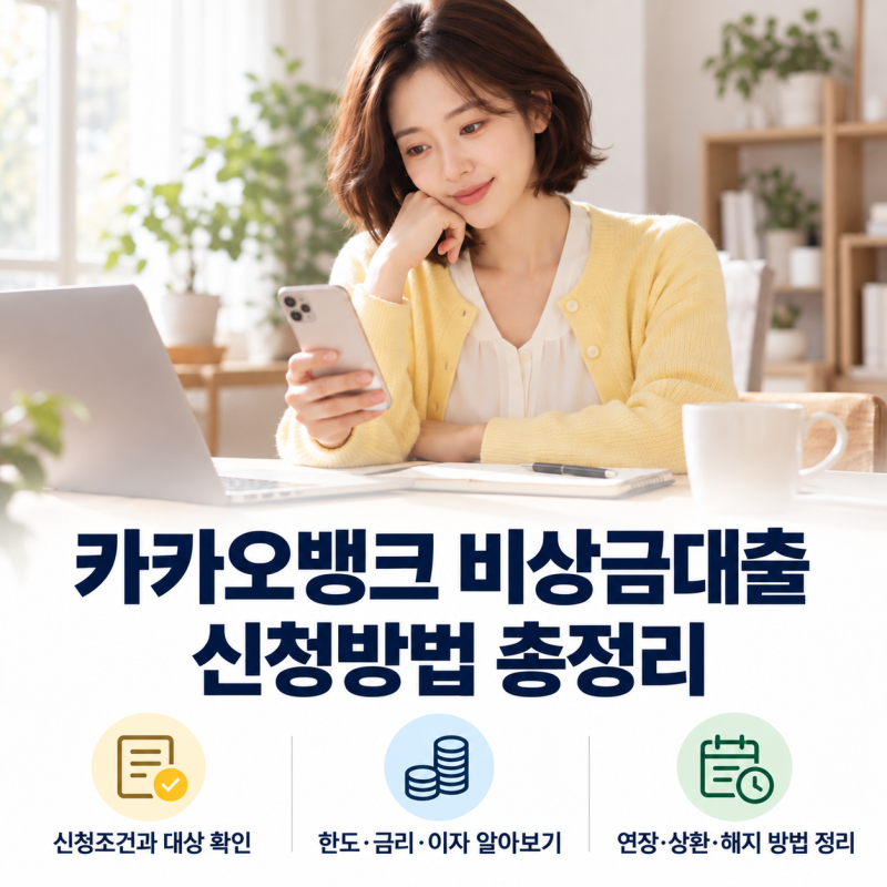 카카오뱅크 비상금대출 신청방법 총정리(+조건, 연장방법, 상환, 신용점수, 해지,중도상환)