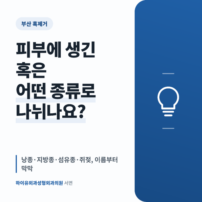 부산 혹제거, 피부에 생긴 혹은 어떤 종류로 나뉘나요?