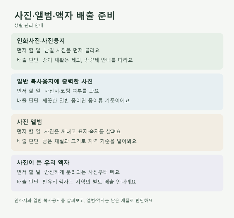 사진 버리는 법, 인화사진·앨범·액자 배출 순서