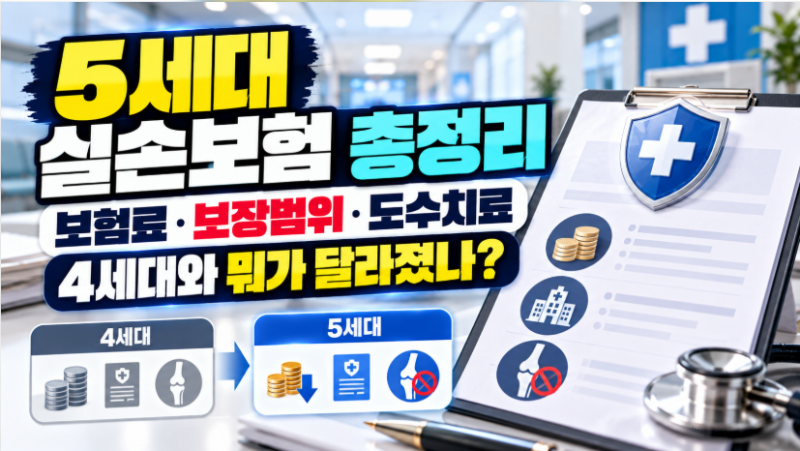 5세대 실손보험 총정리｜보험료 30%↓·도수치료 제외, 4세대와 차이 한눈에