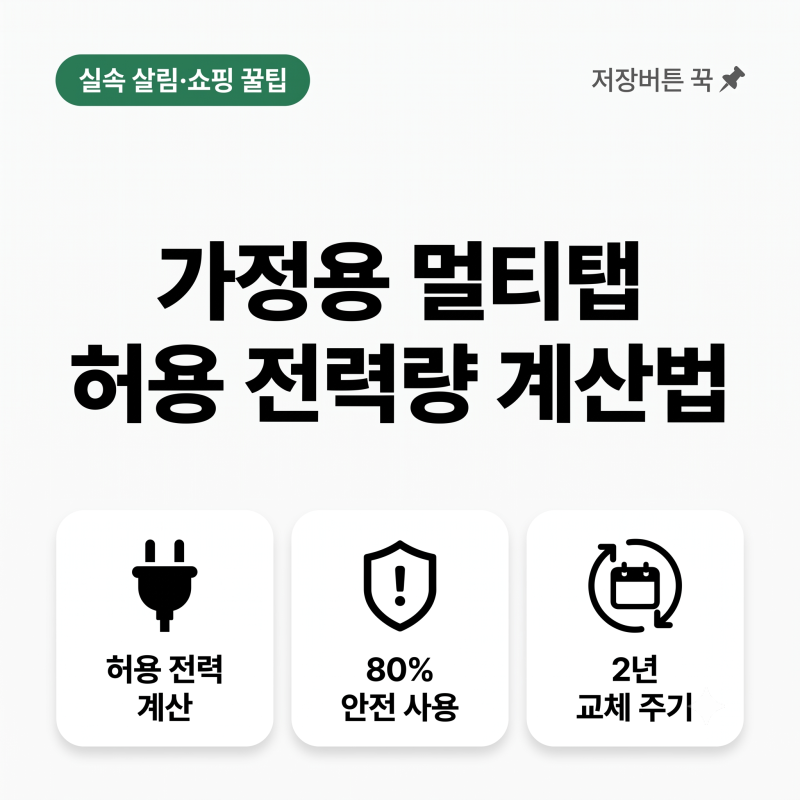 가정용 멀티탭 허용 전력량 계산법과 안전 교체 주기