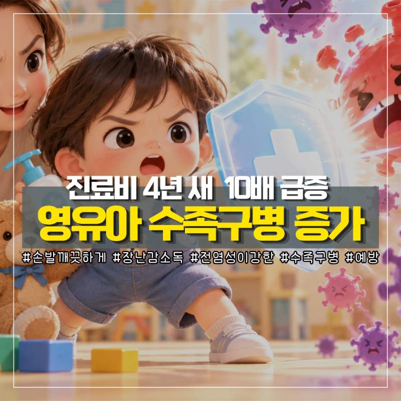 영유아 수족구병 진료비 4년 새 10배, 어린이집 수족구 증상과 예방법 알아보기
