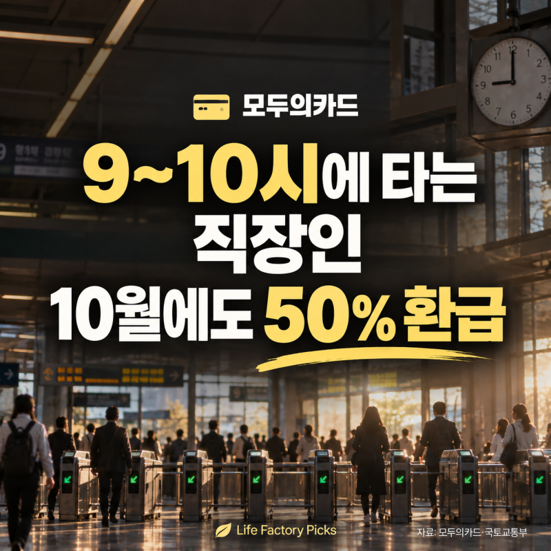 모두의카드 10월 환급, 9~10시에 타는 출근길이 덜 깎이는 이유