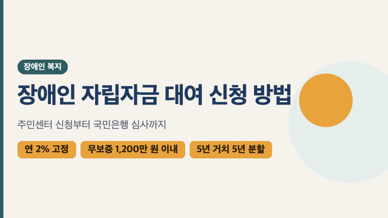 장애인 자립자금 대여 신청 방법, 연 2%로 빌리는 순서와 거절되는 경우