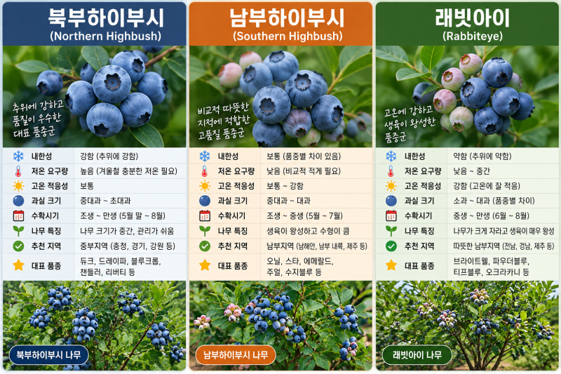 블루베리 품종종류와 특징 정리