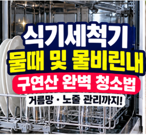 식기세척기 청소 방법 및 물비린내 물때 제거 구연산 세척 꿀팁 (거름망 노즐 관리)