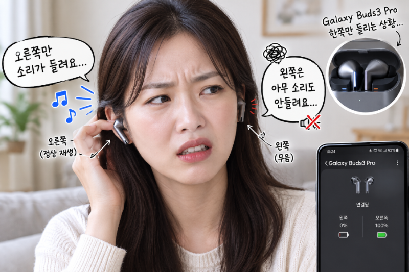 갤럭시 버즈3 프로 한쪽만 안 들림? 5분 만에 확인할 것 6가지