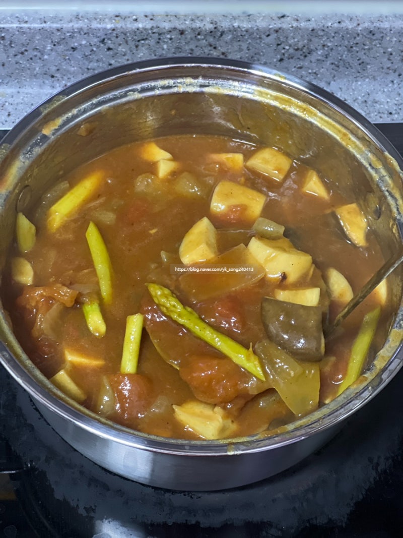 야채로만 만드는 무수분토마토카레 레시피 그리고 밀프랩 만들기