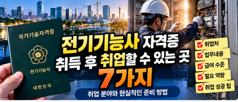 전기기능사 자격증 취득 후 취업할 수 있는 곳 7가지｜취업 분야와 현실적인 준비 방법