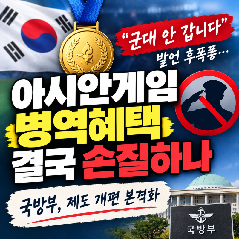 “군대 안 갑니다” 발언 후폭풍…아시안게임 병역혜택 결국 손질하나