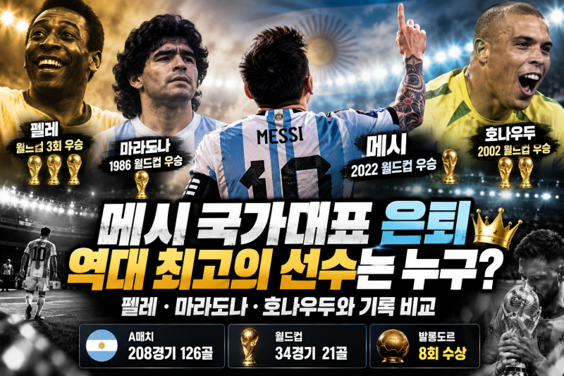 메시 국가대표 은퇴｜펠레·마라도나·호나우두와 비교하면 역대 몇 위일까?