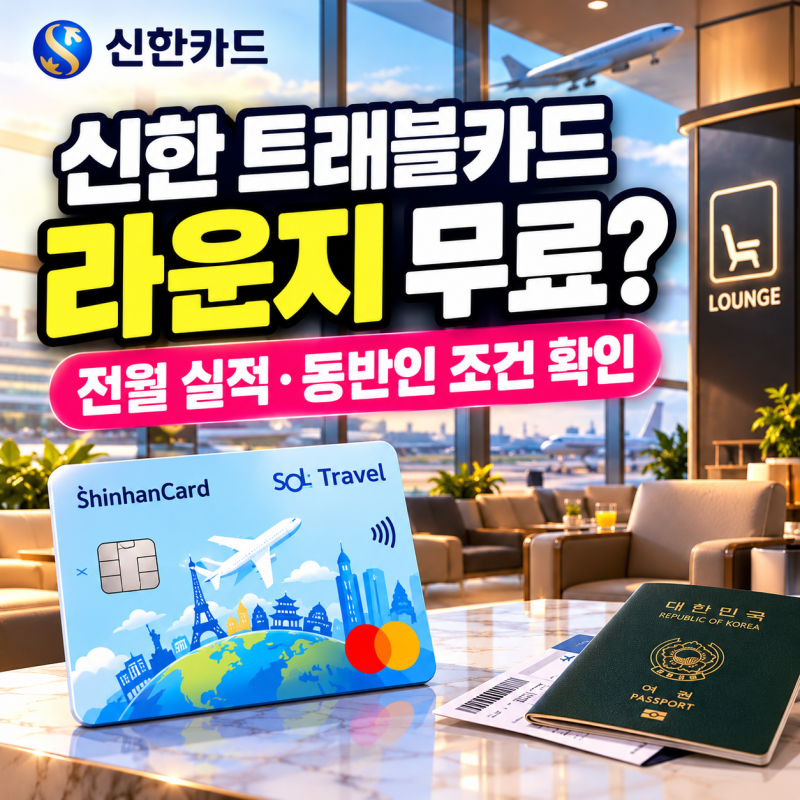 신한 트래블카드 라운지 무료인 줄 알았는데? 30만원 실적·동반인 조건 확인