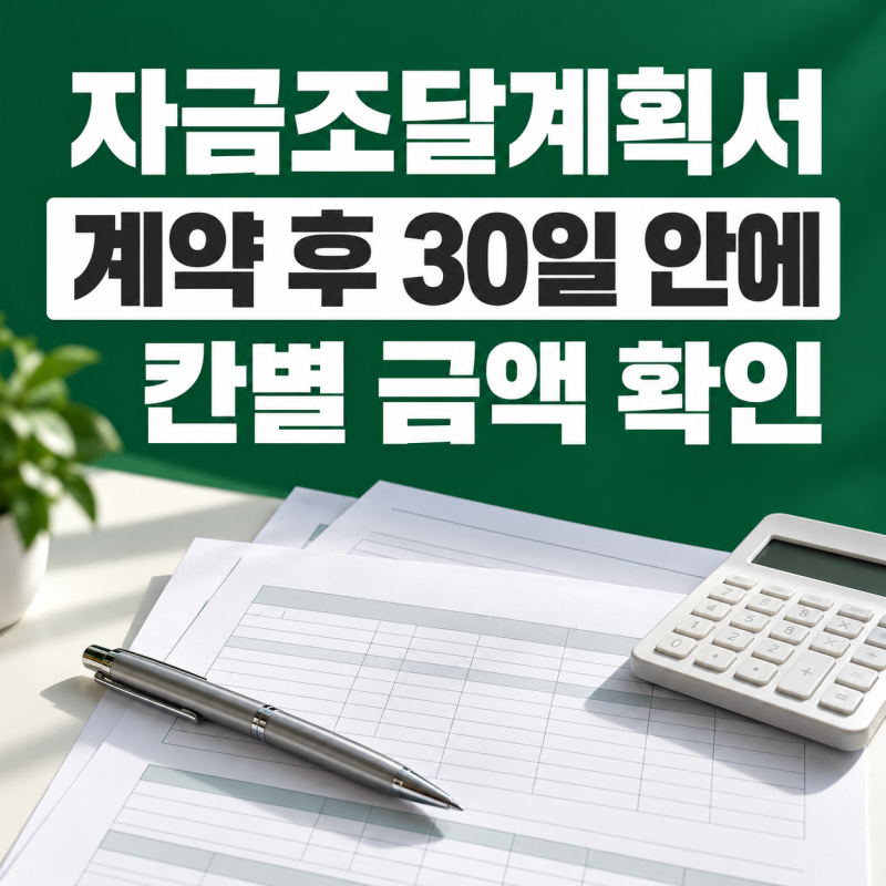 자금조달계획서 작성방법, 계약 후 30일 안에 칸마다 맞춰볼 금액