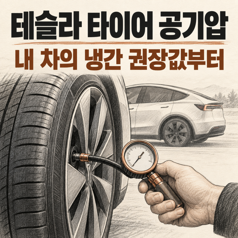 테슬라 타이어 공기압｜냉간 권장값과 경고등이 남는 이유