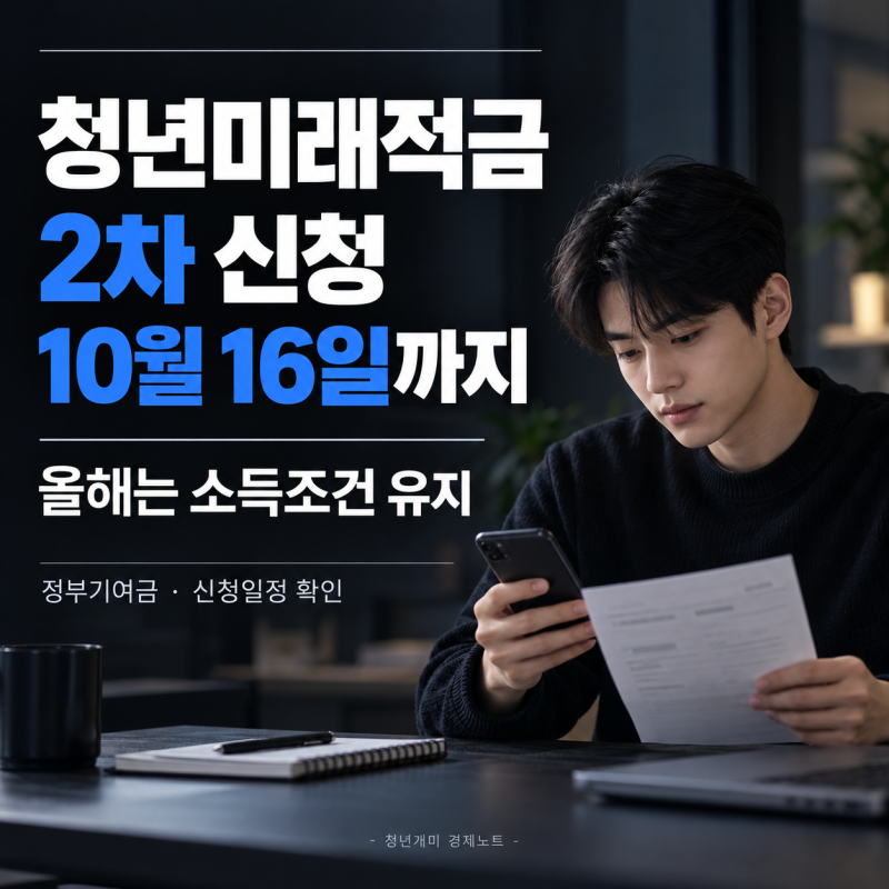 청년미래적금 2차 신청기간 10월 16일까지, 소득조건 폐지는 언제부터?