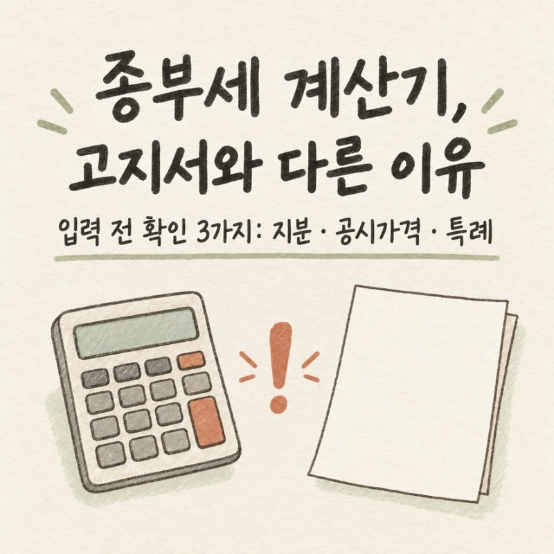종합부동산세 계산기 숫자가 실제 고지서와 다른 이유 종부세 계산기 입력 전 확인할 것