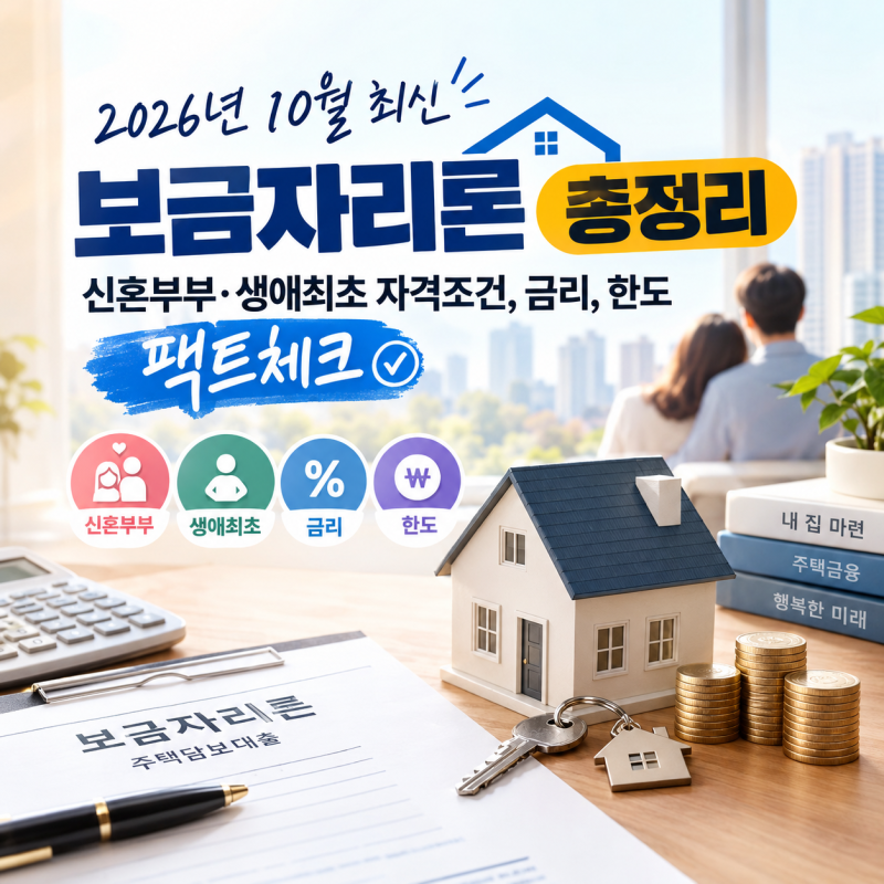 2026년 10월 최신 보금자리론 총정리: 신혼부부·생애최초 자격조건, 금리, 한도 팩트체크
