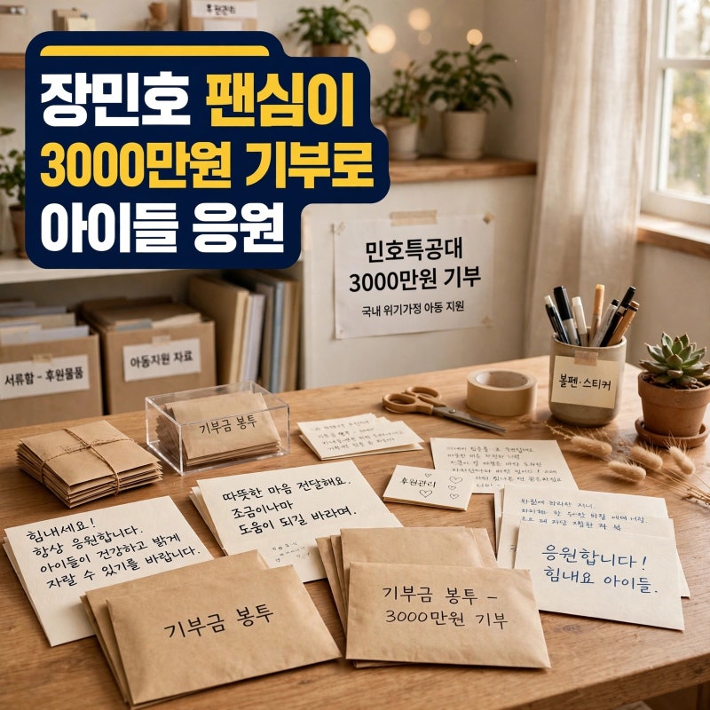 장민호 민호특공대 3000만원 기부, 국내 위기가정 아동 지원