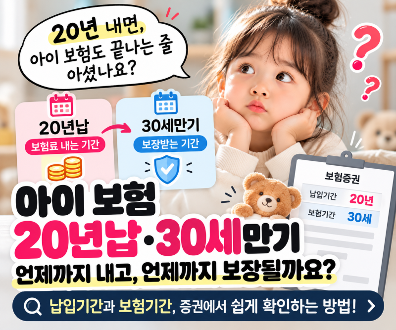 아이 보험 20년납·30세만기! 보험료는 언제까지 내고 보장은 언제 끝날까요?