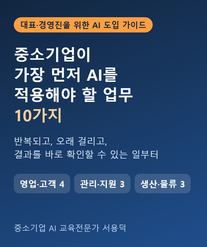 <b>중소기업</b>이 가장 먼저 AI를 적용해야 할 업무 10가지 (분야별 실제 사....